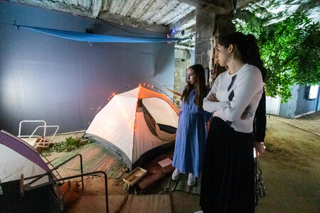 Students at the exhibit